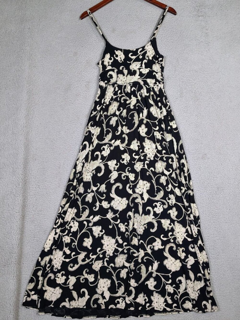 Moulinette Soeurs By Anthropologie Maxi Dress Women S Black Cream Floral Jersey - Picture 2 of 11